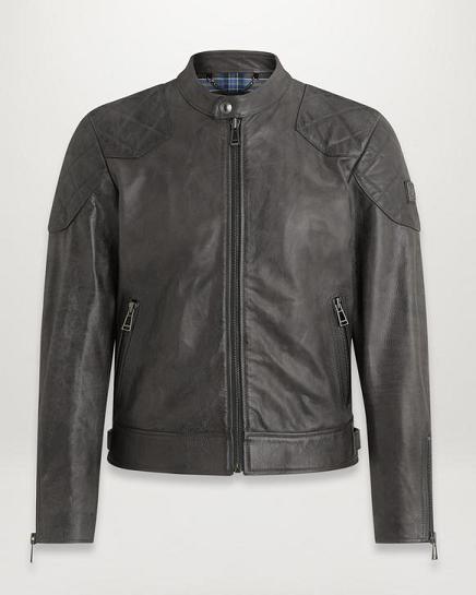 Veste Cuir Belstaff Homme Outlaw Grise Foncé Soldes JO2460159